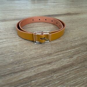 Madewell Mustard Yellow Leather Belt with Clear Buckle